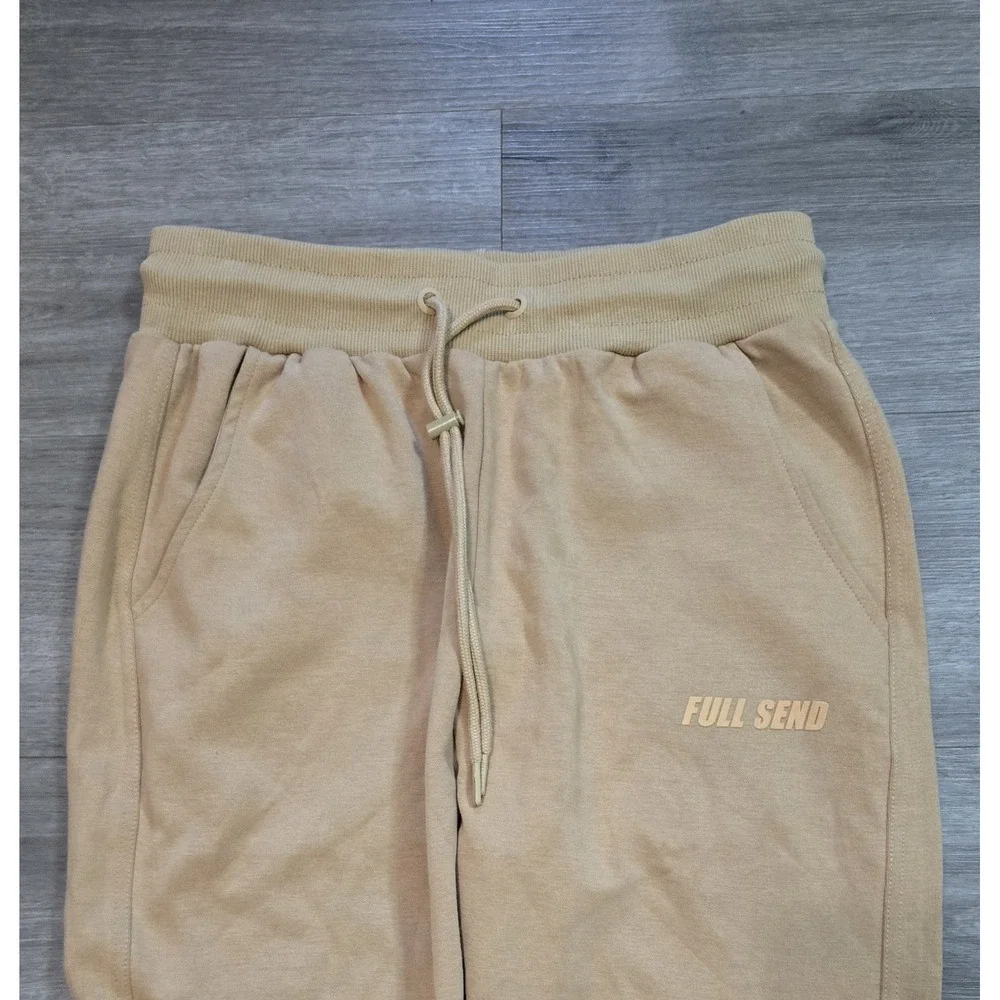 Nelk Boys Full Send Tan Super Soft Sweatpants Joggers Men's Size Large - Picture 3 of 13